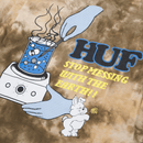 HUF MESS TIEDYE LONG SLEEVE T-SHIRT BROWN voorkant close-up