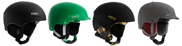 Red snowboard helmen
