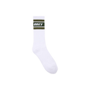 Obey Cooper II Socks – White/Kombu Green sokken met Obey-logo en groene strepen
