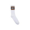 Obey Cooper II Socks White/Rosin, mid length rib crew sokken met intarsia art en jacquard Obey logo, verkrijgbaar bij Revert 95 Haarlem