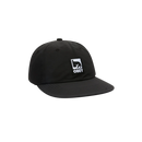 Obey Effect Nylon 6 Panel Cap in Black, 100% nylon low profile unstructured 6-panel strapback met soft flat brim buckle back web closure en Obey art label op de voorkant one size fits most, verkrijgbaar bij Revert 95 Haarlem