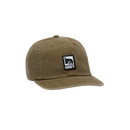 Obey Pigment Label 6 Panel Hat, cap van 100% cotton twill met pigment dye afwerking en geborduurd Obey label logo, verkrijgbaar in Black en Olive, one size, verkrijgbaar bij Revert 95 Haarlem