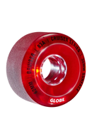 Globe Bruiser Cruiser Wheel in Clear Red, 62mm/83A all-terrain cruiserwiel met street performance shape en 30mm rijoppervlak, set van 4 wielen, verkrijgbaar bij Revert 95 Haarlem
