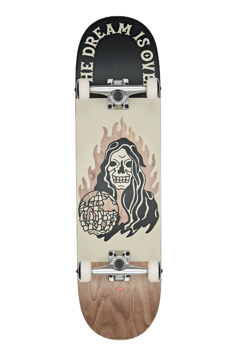 Globe G1 Dream Reaper Dark Maple Black – skateboarddeck van 7-laags esdoorn met donkere Dream Reaper-graphic en medium concave