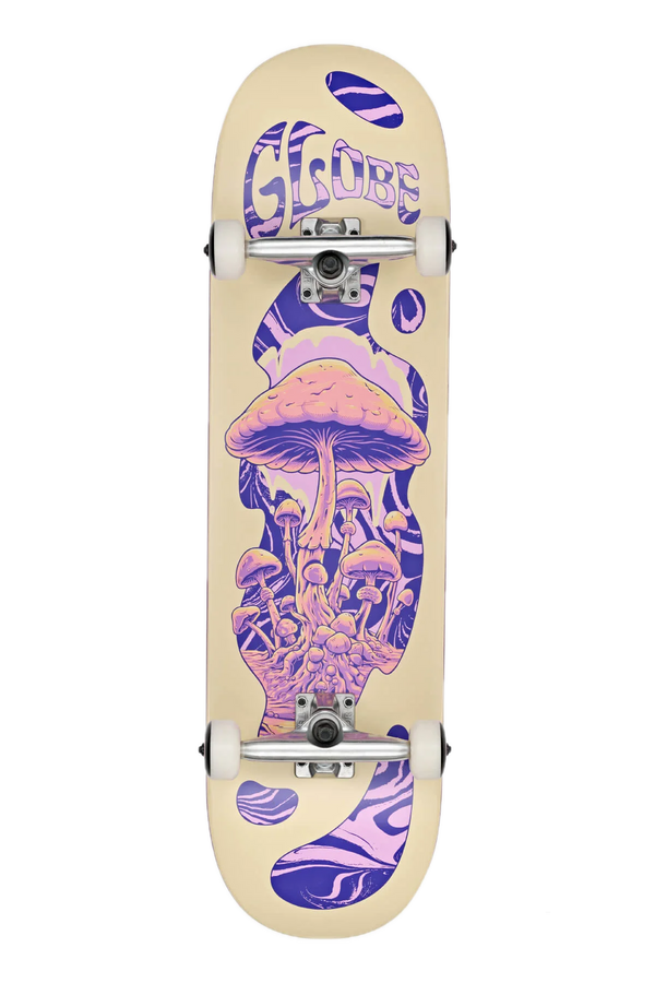 Globe G1 Mind Expansion Off White Purple – skateboarddeck van 7-laags esdoorn met paarse Mind Expansion-graphic en medium concave