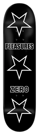 Zero x Pleasures Stars skateboard deck, traditional maple popsicle collab deck van Zero Skateboards en Pleasures met Stars graphic beschikbaar in 8.25 x 31.9 inch en 8.50 x 32.3 inch, verkrijgbaar bij Revert 95 Haarlem