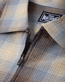 Loser Machine Pachuco SS Woven Shirt in Brown Khaki, 100% cotton short sleeve ombre plaid shirt met coil zip front double chest pockets straight hem boxier fit en LMC woven label branding in warme bruine kaki ombre plaid colorway, verkrijgbaar bij Revert 95 Haarlem
