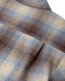 Loser Machine Pachuco SS Woven Shirt in Brown Khaki, 100% cotton short sleeve ombre plaid shirt met coil zip front double chest pockets straight hem boxier fit en LMC woven label branding in warme bruine kaki ombre plaid colorway, verkrijgbaar bij Revert 95 Haarlem