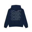 Obey Treble Extra Heavy Hood Pageant Blue, extra heavyweight fleece hoodie van 70% cotton 30% polyester met geborduurd logo op de borst en screen print op de achterkant, relaxed fit, maten S-XXL, verkrijgbaar bij Revert 95 Haarlem