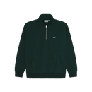 Obey Established Works Bold Mockneck Green Gables, heavyweight mockneck sweater van 58% katoen 42% polyester met doorlopende metalen rits en geborduurd logo, verkrijgbaar bij Revert 95 Haarlem