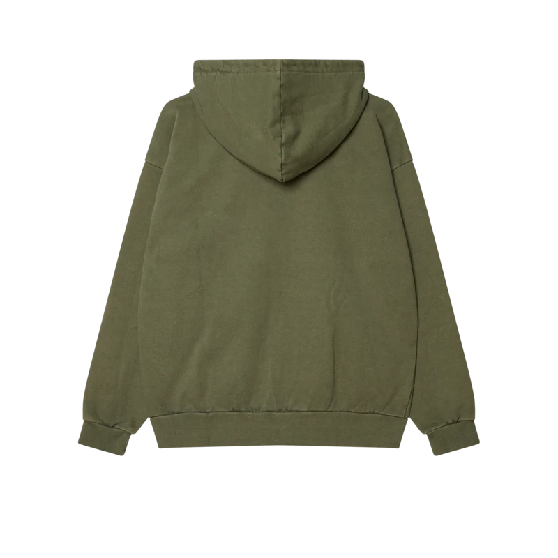 Obey Lowercase Pigment Zip Hood – katoenen pigment-dyed zip hoodie met geborduurd lowercase Obey-logo
