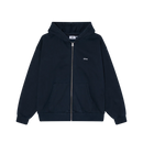 Obey Lowercase Pigment Zip Hood Dark Sapphire, extra heavyweight fleece hoodie van 100% cotton met pigment dye afwerking en zichtbare metalen rits, relaxed fit, maten XS-XXL, verkrijgbaar bij Revert 95 Haarlem

