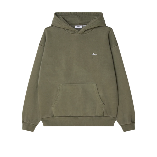 Obey Lowercase Pigment Hood – katoenen hoodie met pigment-dyed afwerking en geborduurd lowercase Obey-logo