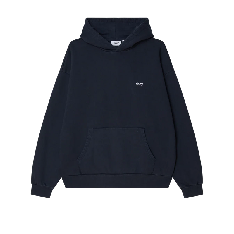Obey Lowercase Pigment Hood – katoenen hoodie met pigment-dyed afwerking en geborduurd lowercase Obey-logo