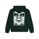 Obey Bold Icon Extra Heavy Pullover Green Gables, extra heavyweight fleece hoodie van 70% cotton 30% polyester met geborduurd logo op de borst en screen print op de achterkant, relaxed fit, maten XS-XXL, verkrijgbaar bij Revert 95 Haarlem