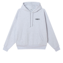 Obey Oval Cities Hood in Ash Grey, 80% cotton 20% polyester 10 oz extra heavy cotton wide fitted pullover hoodie met soft fleece lining en Oval Cities logo print op borst en rug in gemêleerde lichtgrijze Ash Grey colorway, verkrijgbaar bij Revert 95 Haarlem