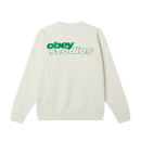 Obey Tonic Crew in Off White, heavy cotton fleece blend relaxed fit crewneck sweater met contrast cuffs en hem subtiel Obey graphic detail op de borst in warme romige off white kleur met beige ondertoon, verkrijgbaar bij Revert 95 Haarlem