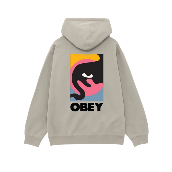 Obey Quarter Icon Premium Hood – hoodie van zware fleece met quarter-size Obey Face graphic