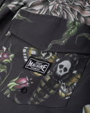 Loser Machine Hawkmoth Short, 90% polyester 10% spandex printed stretch volley short met all over Hawkmoth graphic side seam pockets back patch pocket en LMC woven label branding, verkrijgbaar bij Revert 95 Haarlem