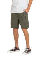 Reell Reflex Easy Cargo Short Baby Rib Olive – olijfgroene cargoshort van baby rib katoen met Reflex-stretch en elastische tailleband