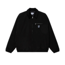 Obey Elysian Jacket Black, volledig gevoerd bomber jack van 100% polyester met corduroy kraag, metalen rits en welt zakken, relaxed fit, verkrijgbaar bij Revert 95 Haarlem