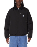 Obey Elysian Jacket Black, volledig gevoerd bomber jack van 100% polyester met corduroy kraag, metalen rits en welt zakken, relaxed fit, verkrijgbaar bij Revert 95 Haarlem
