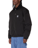Obey Elysian Jacket Black, volledig gevoerd bomber jack van 100% polyester met corduroy kraag, metalen rits en welt zakken, relaxed fit, verkrijgbaar bij Revert 95 Haarlem