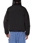 Obey Elysian Jacket Black, volledig gevoerd bomber jack van 100% polyester met corduroy kraag, metalen rits en welt zakken, relaxed fit, verkrijgbaar bij Revert 95 Haarlem