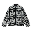Obey Repeated Icon Sherpa Jacket Black Multi – fleece jas met all-over Obey Icon print
