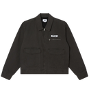 Obey Walter Work Jacket in Black Faded Wash, 100% cotton canvas relaxed fit work jacket met front metal zipper besom chest pocket patch pockets met hidden snap adjustable cuffs adjustable back waist tab fully lined en Obey patch op de borst, verkrijgbaar bij Revert 95 Haarlem
