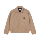 Obey Ledger Blouson Jacket Latte, gevoerd jack van 90% polyester 10% wol met metalen rits, welt zakken en elastische taille, relaxed fit, verkrijgbaar bij Revert 95 Haarlem