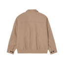 Obey Ledger Blouson Jacket Latte, gevoerd jack van 90% polyester 10% wol met metalen rits, welt zakken en elastische taille, relaxed fit, verkrijgbaar bij Revert 95 Haarlem