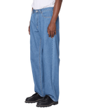 Obey Emerson Denim in Salty Blue Stone Wash, 100% cotton 10 oz denim loose fit jeans met shank button closure zipper fly klassiek 5-pocket design 18.5 inch leg opening en Obey labeling op achterzak in subtiel vintage gewassen lichtblauwe kleur, verkrijgbaar bij Revert 95 Haarlem