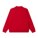 Obey Matt Zip Up Sweater in Red Multi, 58% cotton 42% polyester striped polo cardigan met rib collar front metal zipper rib welt pockets ribbed cuff en hem en Obey label aan zijnaad in gestreepte rode multi colorway regular fit, verkrijgbaar bij Revert 95 Haarlem