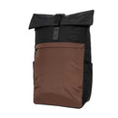 Doughnut Jetpack Go Wild Series Rolltop Backpack Black x Brown, rugzak van gerecycled 420D NylonPlus nylon met uitbreidbaar rolltop ontwerp, 15-inch laptopvak en afneembare borstband, verkrijgbaar bij Revert 95 Haarlem