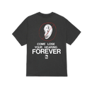 Obey Come Lose Your Hearing Classic T-Shirt Vintage Black, t-shirt van 100% cotton 6oz met geprinte graphic op voor- en achterkant, regular fit, maten S-XL, verkrijgbaar bij Revert 95 Haarlem