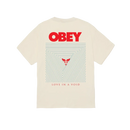 Obey Love In A Void Classic T-Shirt Cream, t-shirt van 100% cotton 6oz met geprinte graphic op voor- en achterkant, regular fit, maten S-XXL, verkrijgbaar bij Revert 95 Haarlem