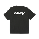 Obey Heavy Ideas Heavyweight T-Shirt in Black, 100% cotton 8 oz heavyweight box T-shirt relaxed fit met Heavy Ideas graphic van Shepard Fairey op voorkant en achterkant in tijdloze zwarte colorway, verkrijgbaar bij Revert 95 Haarlem