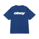 Obey Bounce Pigment Heavyweight T-Shirt in Pigment Electric Indigo, 100% cotton 8 oz pigment dyed heavyweight box T-shirt relaxed fit met Bounce graphic op voorkant en achterkant in diep paarsblauwe Electric Indigo colorway, verkrijgbaar bij Revert 95 Haarlem
