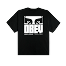 Obey Heavy Ideas Heavyweight T-Shirt in Black, 100% cotton 8 oz heavyweight box T-shirt relaxed fit met Heavy Ideas graphic van Shepard Fairey op voorkant en achterkant in tijdloze zwarte colorway, verkrijgbaar bij Revert 95 Haarlem