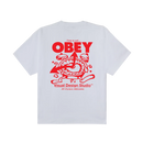Obey Time to Call Heavyweight T-Shirt in White, 100% cotton 8 oz heavyweight box T-shirt relaxed fit met Time to Call graphic van Shepard Fairey op voorkant en achterkant, verkrijgbaar bij Revert 95 Haarlem