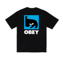 Obey Quarter Eye Icon Heavyweight T-Shirt, box t-shirt van 100% cotton 8oz met geprinte graphic op borst en achterkant, relaxed fit, verkrijgbaar in Black en Forest Green, maten S-XL, verkrijgbaar bij Revert 95 Haarlem