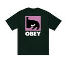 Obey Quarter Eye Icon Heavyweight T-Shirt, box t-shirt van 100% cotton 8oz met geprinte graphic op borst en achterkant, relaxed fit, verkrijgbaar in Black en Forest Green, maten S-XL, verkrijgbaar bij Revert 95 Haarlem