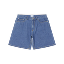 Obey Emerson Denim Short, 100% cotton 10 oz denim loose fit short met shank button closure zipper fly klassiek 5-pocket design Obey labeling en sewn-on eyes patch op achterzak 9.5 inch inseam verkrijgbaar in Washed Black en Salty Blue Stone Wash taillemaatjes 28-36, verkrijgbaar bij Revert 95 Haarlem