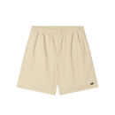 Obey Horizon Short in Birch Faded Wash, 100% cotton fine wale corduroy relaxed fit short met elastic waistband drawstring side pockets patch back pockets en subtiel Obey logo detail in crèmige beige Birch Faded Wash colorway, verkrijgbaar bij Revert 95 Haarlem
