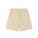Obey Horizon Short in Birch Faded Wash, 100% cotton fine wale corduroy relaxed fit short met elastic waistband drawstring side pockets patch back pockets en subtiel Obey logo detail in crèmige beige Birch Faded Wash colorway, verkrijgbaar bij Revert 95 Haarlem