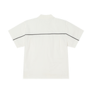 Obey Camber SS Shirt White, woven overhemd van 100% cotton met button front closure, contrasterende piping, borstzakken en geborduurde Obey art, relaxed fit, maten S-XXL, verkrijgbaar bij Revert 95 Haarlem