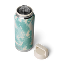 YETI Rambler 36 oz Bottle in Sea View Seafoam Pattern, 18/8 roestvrij staal double-wall vacuum insulated bottle met Chug Cap TripleHaul handle wide mouth opening DuraCoat gemarmerd seafoam patroon No Sweat design vaatwasserbestendig BPA vrij 5 jaar garantie, verkrijgbaar bij Revert 95 Haarlem