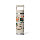 YETI Rambler 18 oz Colour Straw Bottle in Cape Summer Camp, 18/8 stainless steel double-wall vacuum insulated bottle met color-matched Straw Cap flip-open valve TripleHaul handle wide straw insert leak-resistant vaatwasserbestendig BPA vrij 5 jaar garantie 532ml in frisse lichtblauwe Cape Summer Camp colorway, verkrijgbaar bij Revert 95 Haarlem