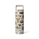 YETI Rambler 18 oz Colour Straw Bottle in Cape Summer Camp, 18/8 stainless steel double-wall vacuum insulated bottle met color-matched Straw Cap flip-open valve TripleHaul handle wide straw insert leak-resistant vaatwasserbestendig BPA vrij 5 jaar garantie 532ml in frisse lichtblauwe Cape Summer Camp colorway, verkrijgbaar bij Revert 95 Haarlem